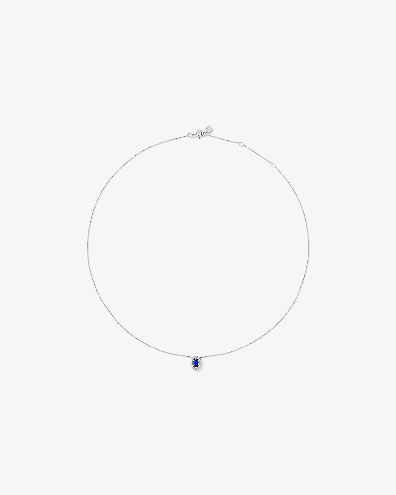 Created Sapphire & 0.14TW Laboratory-Grown Diamonds Halo Gift Set in Sterling Silver