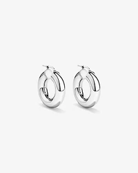 15mm Round Tube Hoop Earrings in Sterling Silver