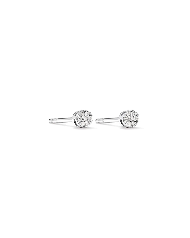 Round Diamond Cluster Stud Earrings in 10kt White Gold