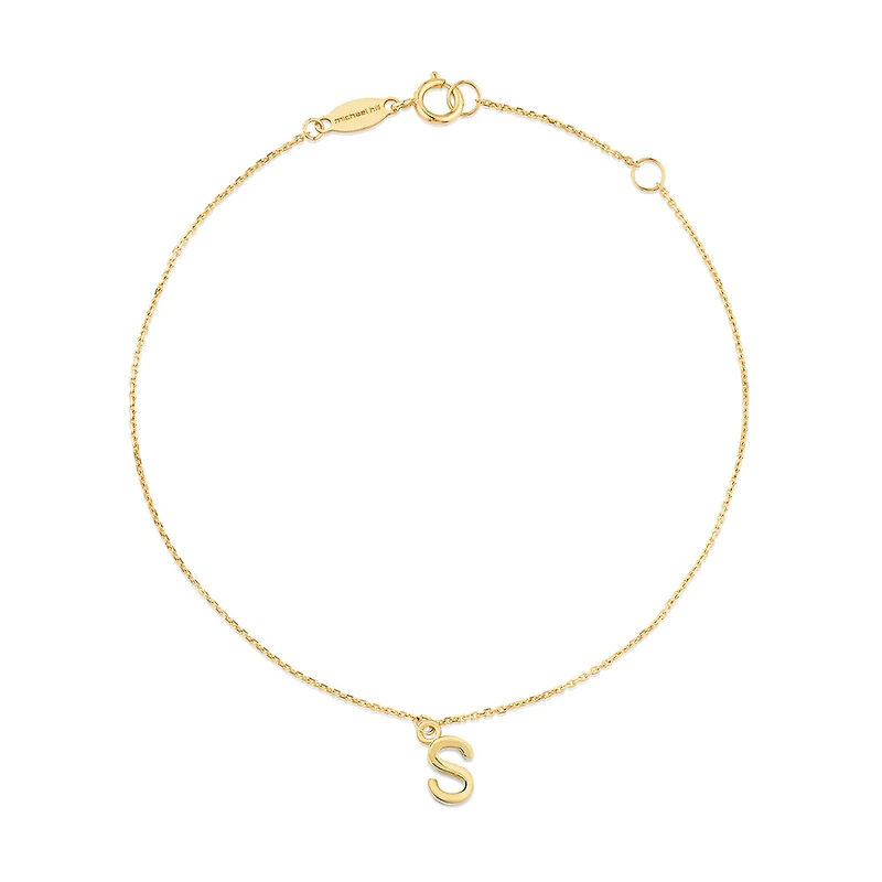 19cm (7.5") S Initial Bracelet in 10kt Yellow Gold
