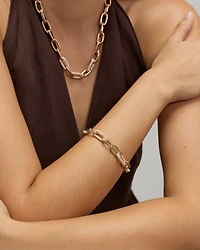 20cm (8") Luxe Link Bracelet  with Cubic Zirconia in 18kt Vermeil