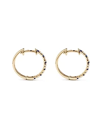 0.22 Carat TW Diamond and Created Sapphire Huggie Hoop Earrings in 10kt Yellow Gold