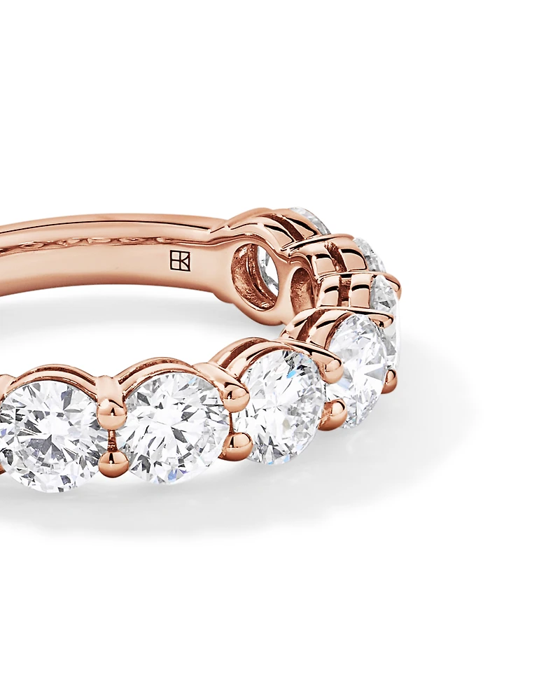 Alliance en or rose 14 carats sertie d'un diamant rond brillant de 2,74 carats, cultivé laboratoire