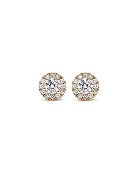 Boucles d’oreilles rondes TW Brilliant Brilliant Diamond Halo Stud de 0,50 carat en or jaune 10kt
