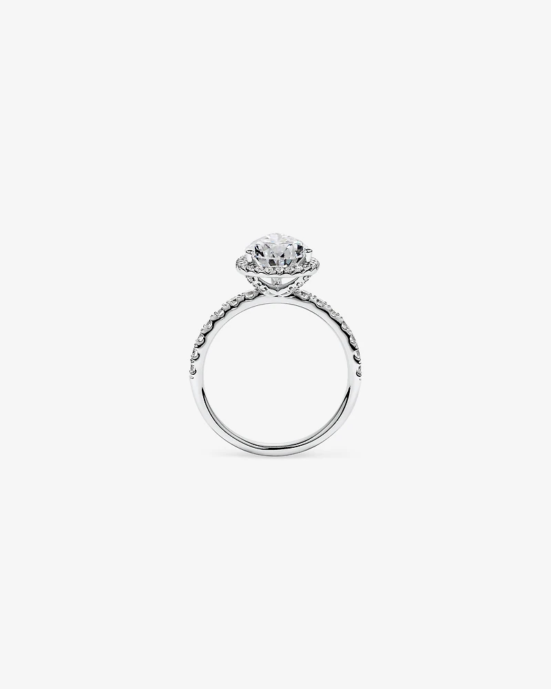 3.60 Carat TW Pear Cut Laboratory-Grown Diamond Halo Engagement Ring in 18kt White Gold