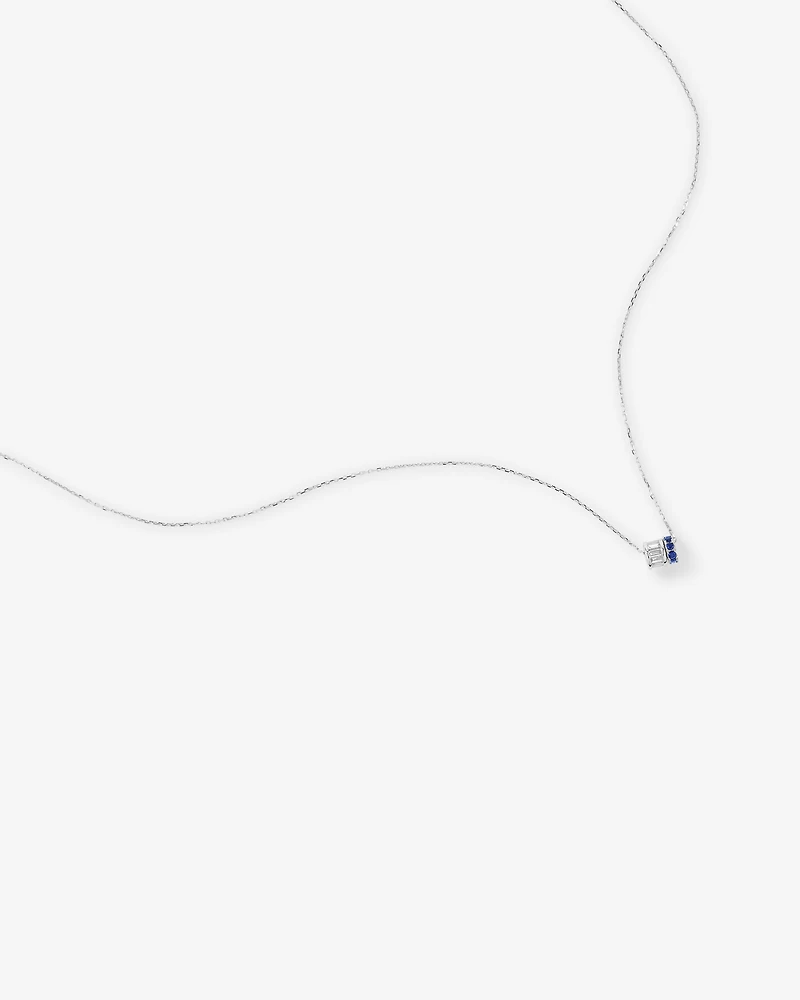 Collier avec Pendentif Rondelle Dot Dash en Saphir & Diamant avec 0,21 Carat TW en Or Blanc 10kt
