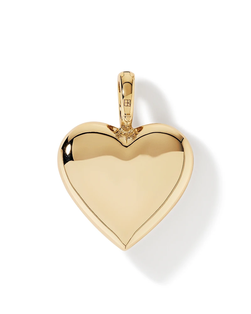 Red Created Ruby Gemstone and Diamond Filigree Heart Enhancer Pendant in 10kt Yellow Gold