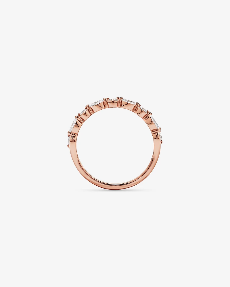 0.43TW Marquise and Round Brilliant Diamond Twist Wedding Ring 14kt Rose Gold