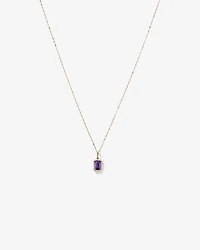 Emerald Cut Amethyst and Diamond Halo Pendant with Chain in 10kt Yellow Gold