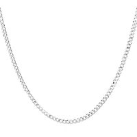 50cm (20") 2.5mm-3mm Width Curb Chain in Sterling Silver
