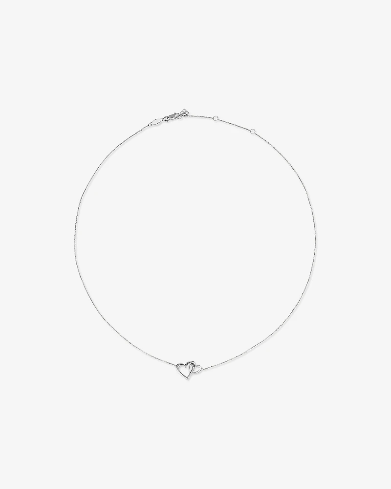 Double Open Heart Necklace in Sterling Silver