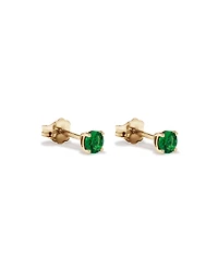 Stud Earrings with Green Created Emerald in 10kt Yellow Gold