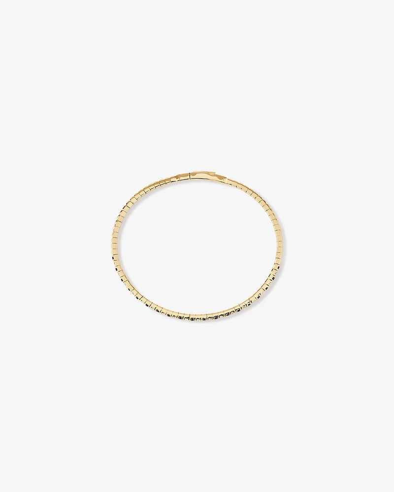 0.35 Carat TW Diamond and Blue Sapphire Gemstone Flex Oval Bangle in 10kt Yellow Gold