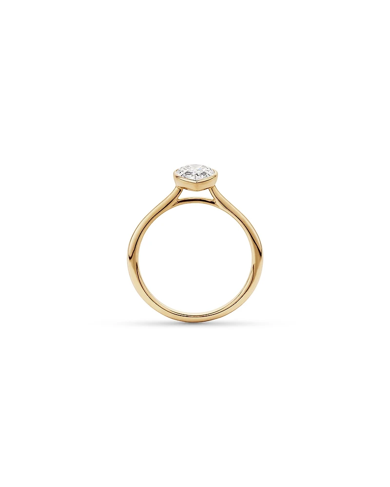 1.25 Carat TW Pear Cut Laboratory-Grown Diamond Solitaire Bezel Set Engagement Ring 14kt Yellow Gold