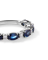 Bague alternative en diamant TW saphir australien et 0,12 carat or blanc 10 carats