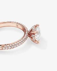 1.95 Carat TW Round Brilliant Laboratory-Grown Diamond Solitaire Side Accent Engagement Ring in 14kt Rose Gold