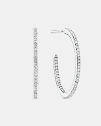 0.15 Carat TW Fine Diamond Hoop Earrings 10kt White Gold