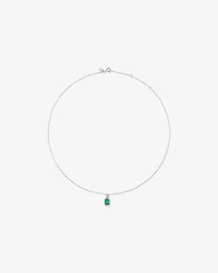 Created Emerald & 0.10 Carat TW Laboratory-Grown Diamond Halo Ring in 10kt Yellow Gold and Rhodium