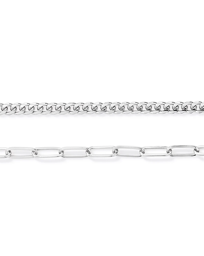 Paperclip and Curb Link Chain Necklace in Sterling Silver