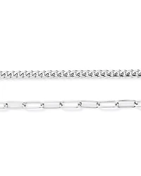 Paperclip and Curb Link Chain Necklace in Sterling Silver
