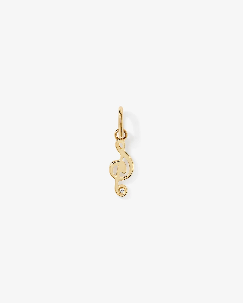 Treble Clef Pendant with Diamond Accent in 10kt Yellow Gold