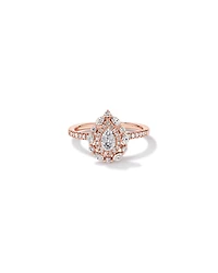 0.62 Carat TW Round Brilliant and Marquise Double Halo Cluster Diamond Ring 14kt Rose Gold with Rhodium
