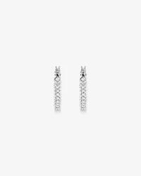 Boucles D'Oreilles Créoles Pavées De Petits Zircons Cubiques En Argent Sterling
