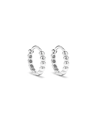12mm Medium Beaded Huggie Earrings in Sterling Silver