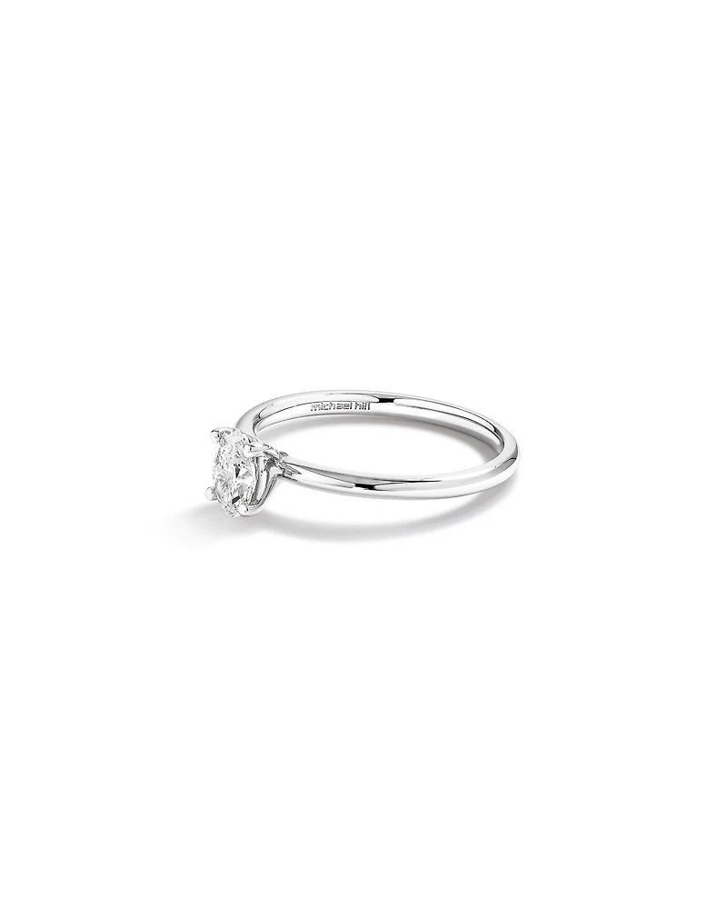 0.50 Carat TW Certified Oval Solitaire Engagement Ring in 18kt White Gold
