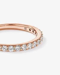 Alliance en or rose 14 carats sertie d'un diamant rond brillant de synthèse 0,50 carat