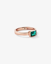 Created Emerald Bezel Ring 10kt Rose Gold