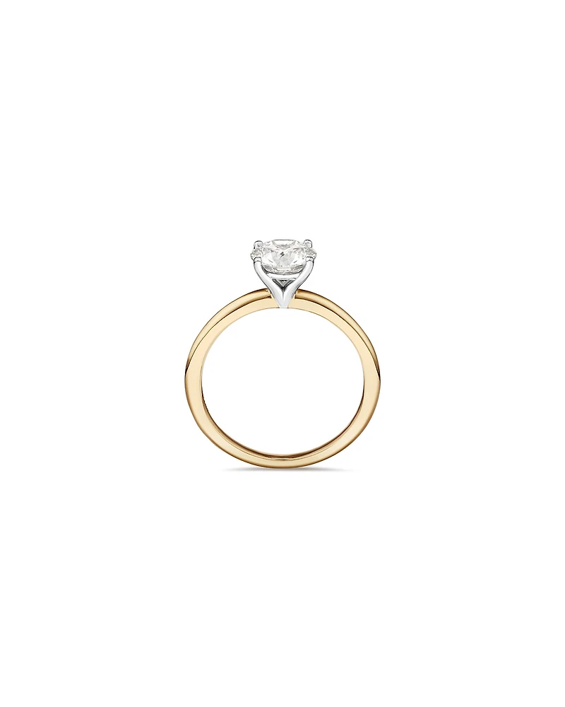 Carat TW Round Brilliant Laboratory-Grown Diamond Solitaire Engagement Ring 14kt Yellow and White Gold