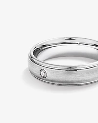 6mm Polished and Brushed Diamond Wedding Band in Tungsten