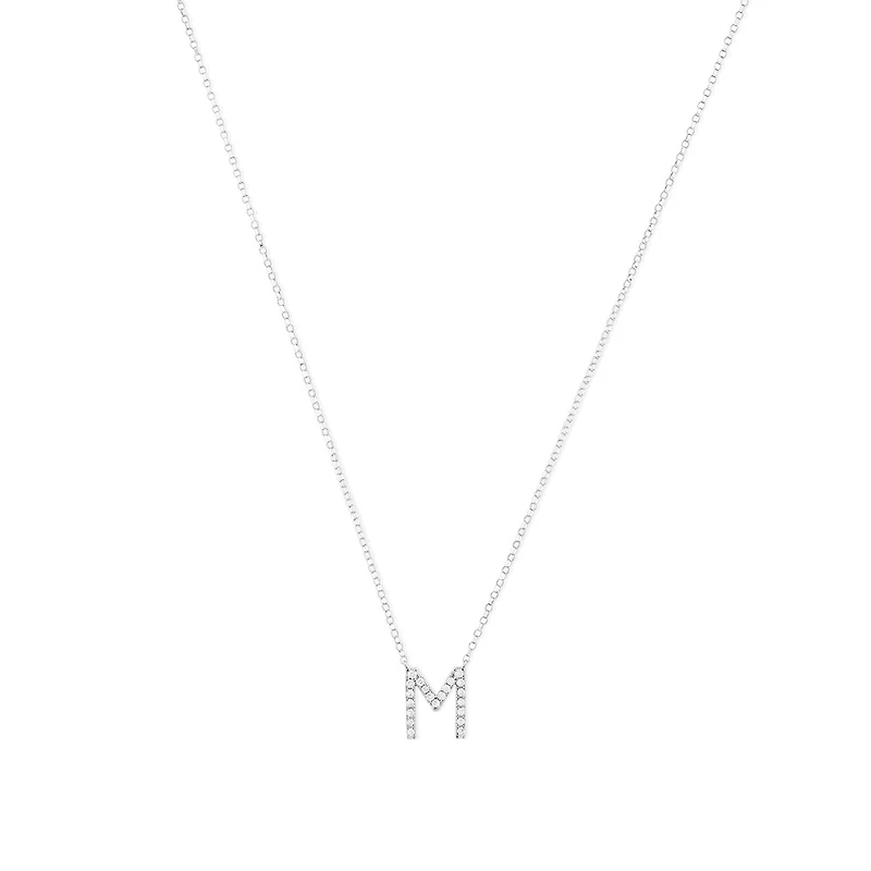 M' Initial necklace with 0.10 Carat TW of Diamonds in 10kt White Gold