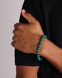 Green Malachite Gemstone Bead Bracelet in Sterling Silver