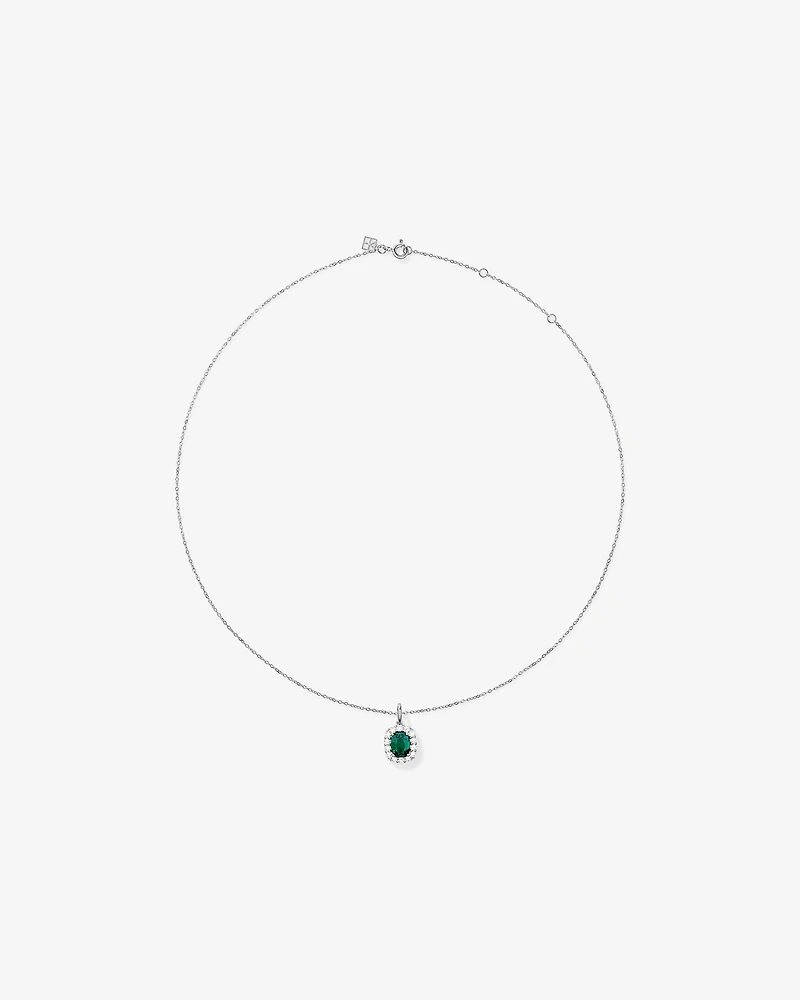 Created Emerald & .50 Carat TW Laboratory-Grown Diamond Halo Ring in 10kt White Gold