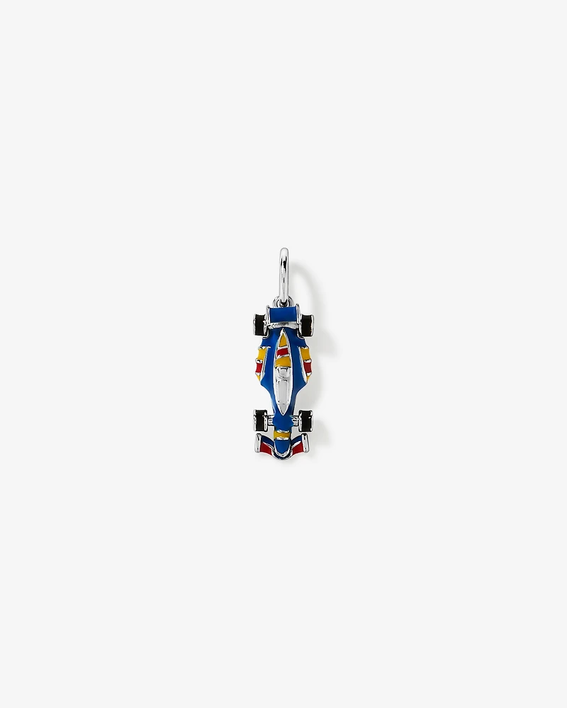 Pendentif voiture de course bleu marine en argent sterling