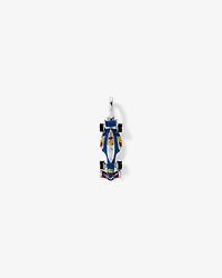 Pendentif voiture de course bleu marine en argent sterling