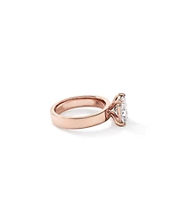 Bague solitaire en or rose 14 carats avec diamant de laboratoire taille coussin allongé 2,00
