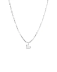 45cm (18") Heart Bead Necklace in Sterling Silver