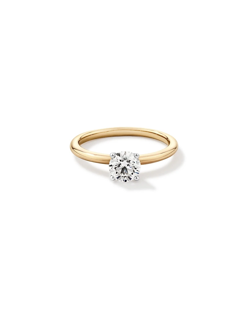 0.70 Carat TW Round Brilliant Laboratory-Grown Diamond Solitaire Engagement Ring 14kt Yellow and Gold