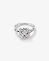 0.65 Carat TW Cushion Shaped Cluster Halo Diamond Ring in 10kt White Gold