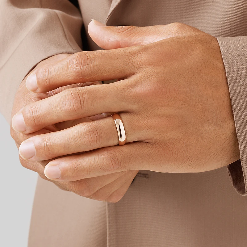 5mm High Domed Wedding Band in 10kt Rose Gold