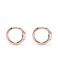 Created Emerald Bezel Huggie Earrings in 10kt Rose Gold