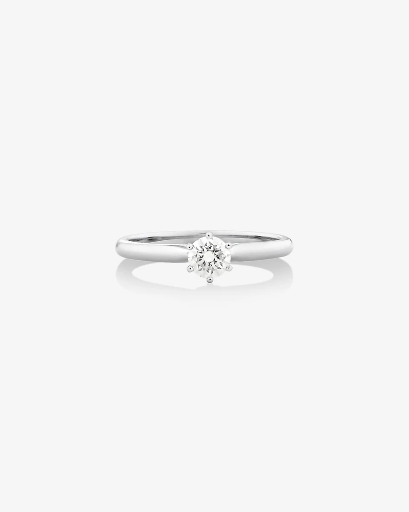 Bague de fiançailles en or blanc 18 K à diamant solitaire certifié totalisant 0,34 ct