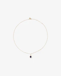 Pear Cut Created Sapphire and Diamond Halo Pendant Necklace in 10kt Yellow Gold