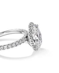 3.60 Carat TW Oval Cut Laboratory-Grown Diamond Halo Engagement Ring in 18kt White Gold