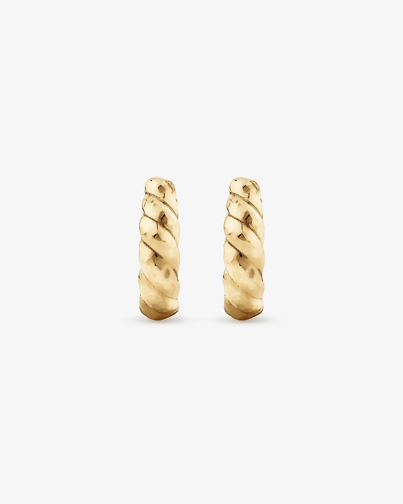Diamond-Cut Dome Hoop Studs in 10kt Yellow Gold