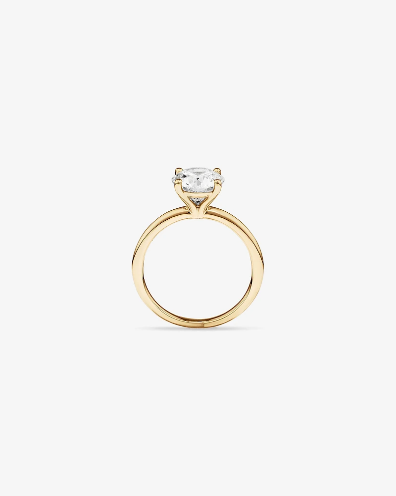 Bague de fiançailles solitaire ronde en diamant brillant de laboratoire TW de 2 carats en or jaune 14 carats