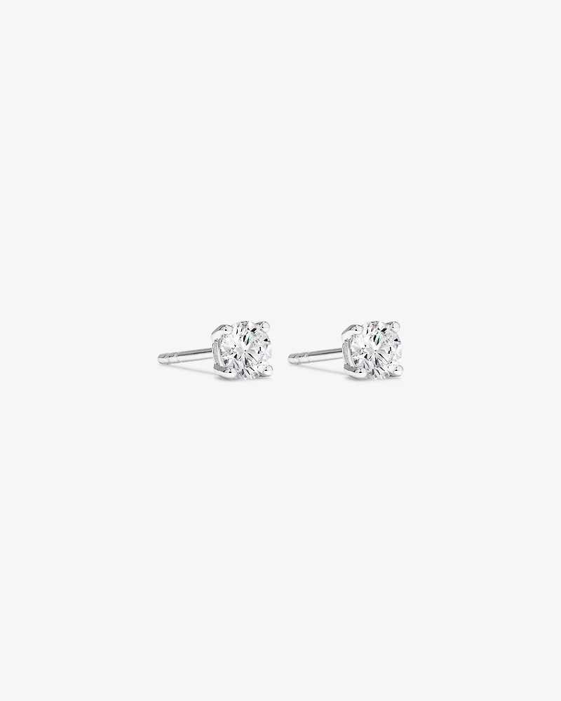 0.60 Carat TW Round Brilliant Laboratory-Grown Diamond Solitaire Stud Earrings in 10kt White Gold